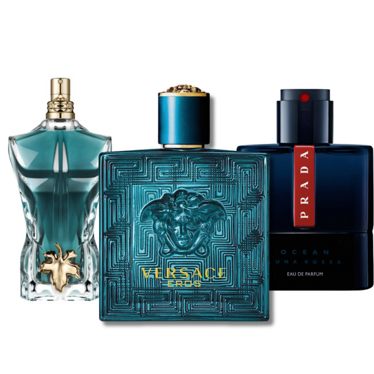 SET MIT 3 PARFÜMS: Prada Luna Rossa, Versace Eros und Le Beau (Eau de Parfum)